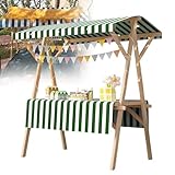 Carrito de helados plegable portátil para negocios, carrito de alimentos ligero y móvil con toldo, perfecto para mercados de agricultores, ferias artesanales, ventas callejeras, 120 x 60 x 200 cm