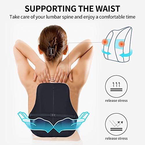 Gugusure Lumbar Support for Office Chair, Memory Foam Back Cushion with Breathable Mesh Cover for Car Seat,Orthopedic Backrest for Low Back Pain Relief