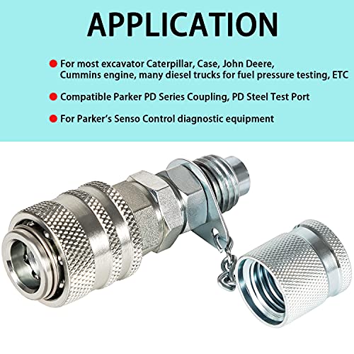 Image of Hydraulic Pressure Test Coupling Kit Fits for Parker PD Series Coupler,Caterpillar Case John Deere Excavator Construction Machinery-Working Pressure 6000PSI /400BAR