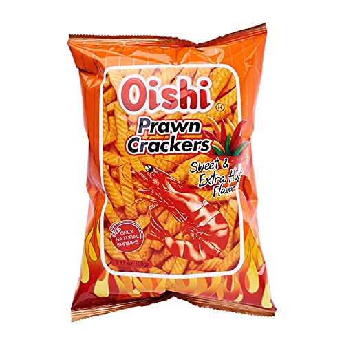 Oishi Prawn Crackers Spicy Flavor Pack of Two 3.17 Oz or 90 G a Pack