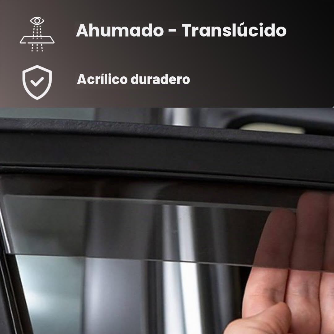Juego de 2 Deflectores Ventanilla Delantera Coche Compatibles con Dacia Duster II (Modelos 2018-2023) 2 Uds | Color Ahumado Oscuro | Fabricado en Plexiglas PMMA