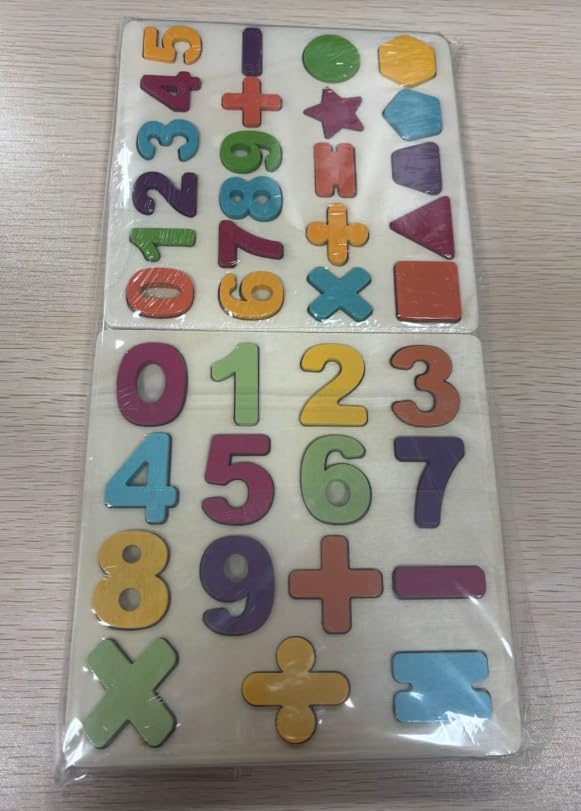 6 Pcs Alphabet Puzzle for Kids Wooden Puzzles Learning Toys, ABC Letters & Numbers & Shapes Jigsaw Blocks