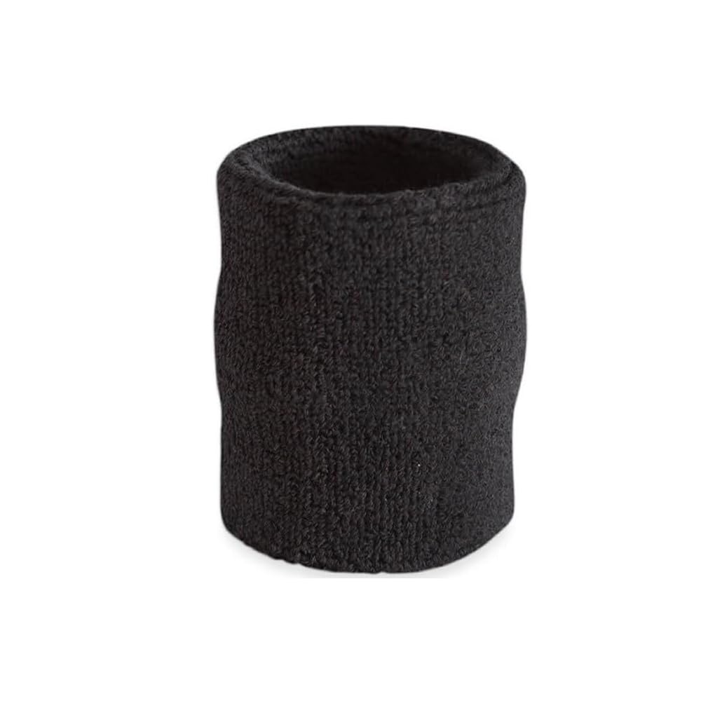 AMIFIT 5 x 3 Inch Sports Wrist Band Absorbent Sweatbands for Football Basketball Running Athletic Sports and Working Out, Pack of 1 (Black)