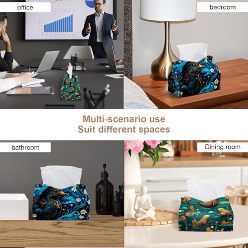 Boîte à mouchoirs en cuir design bec de canard pour commode chic - 7