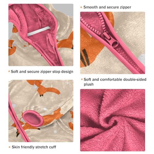 OTVEE Cute Cartoon Fox Animals Kids Hoodie Jackets Fall Spring Full Zip Warm Outwear Coat3