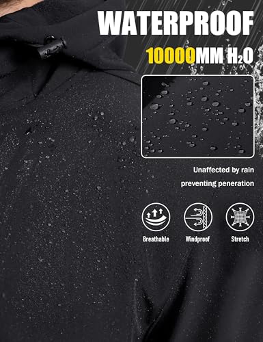 MAGCOMSEN Men's Waterproof Fleece Lined Rain Jacket Lightweight Softshell Raincoat with Hood Winter Hiking Windbreaker2