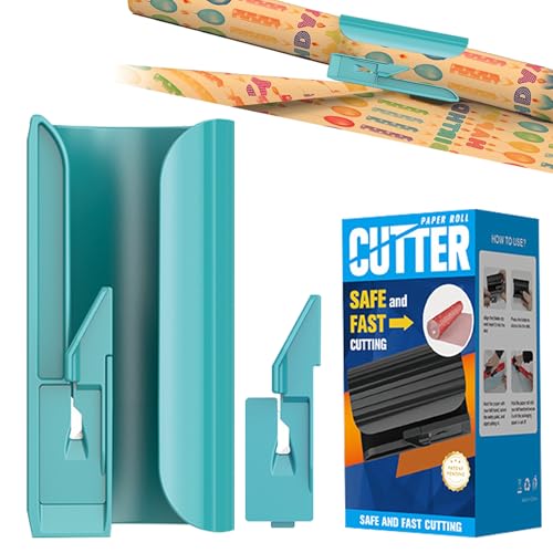 Taglierine per Carta da Regalo, Utensile da Taglio per Carta Imballaggio con Lame, Strumento per Tagliare Rotoli di Carta, Taglierina di Carta in Rotolo, per Natale, Confezioni Regalo (Verde)