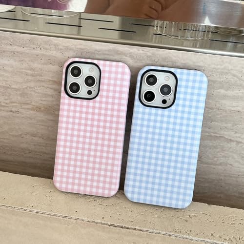 Reoomukk Magnetic Gingham Case for 16promax 6.9 inch [Compatible with MagSafe],Trendy Cute Checkered Chic Checkerboard Girly Hybrid 2 Layers Protective Cover for iPhone 16 Pro Max 6.9",Blue White by Reoomukk - Used condition - Image 7