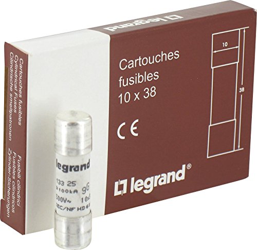 Cartouche industrielle cylindrique Legrand 25A 500V pour protection de circuit électrique x10