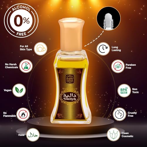 Image of NASEEM Daliya Roll On Perfume 24ml for Men & Women | Alcohol-Free & Hypoallergenic | Long-Lasting Scent with White Flowers, Spicy & Musk Amber | Arabian Perfume Oil for Sensitive Skin