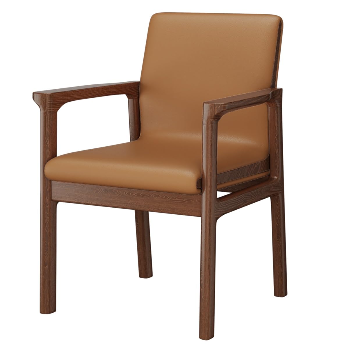 ミッドセンチュリー　ブラウン アーム付き　ダイニングチェア　レザー風 ミッドセンチュリーブラウン アーム付きダイニングチェアレザー風