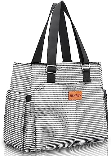 Large Women Lunch Bags for Work Insulated/Insulated Adult Lunch Box for Women/Leakproof Cooler Lunch Tote Bag with Storage Pocket. Reusable Lunch Cooler Purse for Work Picnic Hiking 12L, Stripe