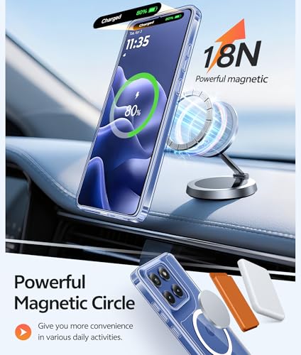 Image of FNTCASE for Motorola Edge 2026 Magnetic Case: [Fit for Magsafe] [Screen Protector] Anti Yellowing Transparent Clear Phone Cover - Military Grade Shockproof Protective Cases - Clear