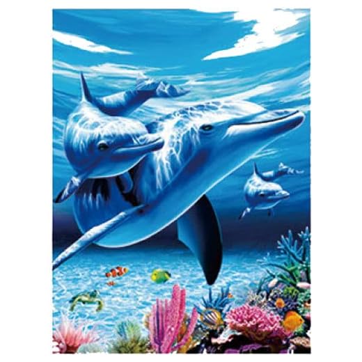 TripStan 3D Home Wall Art Decor Lenticular Pictures, Dolphin Collection Holographic Flipping Images, 12x16 inches Animal Poster Painting, Without Frame, Dolphin Mother & Baby