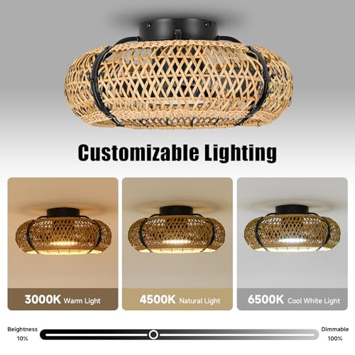 ocioc 20" Caged Ceiling Fan with Light,Boho Rattan by ocioc - Used condition - Image 5