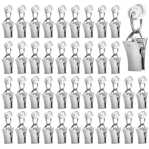 Vorhang Clips, 60 Stück Vorhang Klammern, T-Glider Gardinenklammern mit Kunststoffrollen, Gardinenröllchen Vorhangklammern für Gardinenschiene, Flächenvorhänge, T-Schienen (Vorhang Clips-B)