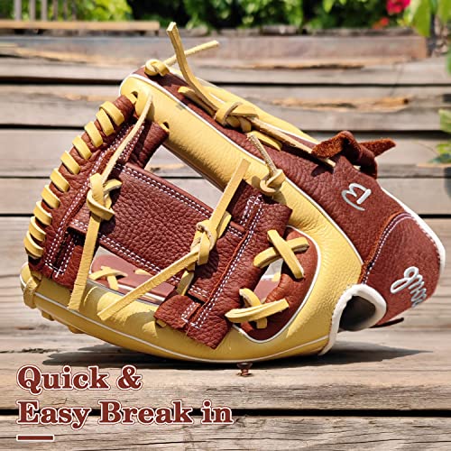 Beoub Baseball Softball Glove Youth Adults Mens Women Junior 11.5 Inch Left Handed Throw I Web Leather Infield Outfield Fielding Mitts Gifts #TOP3