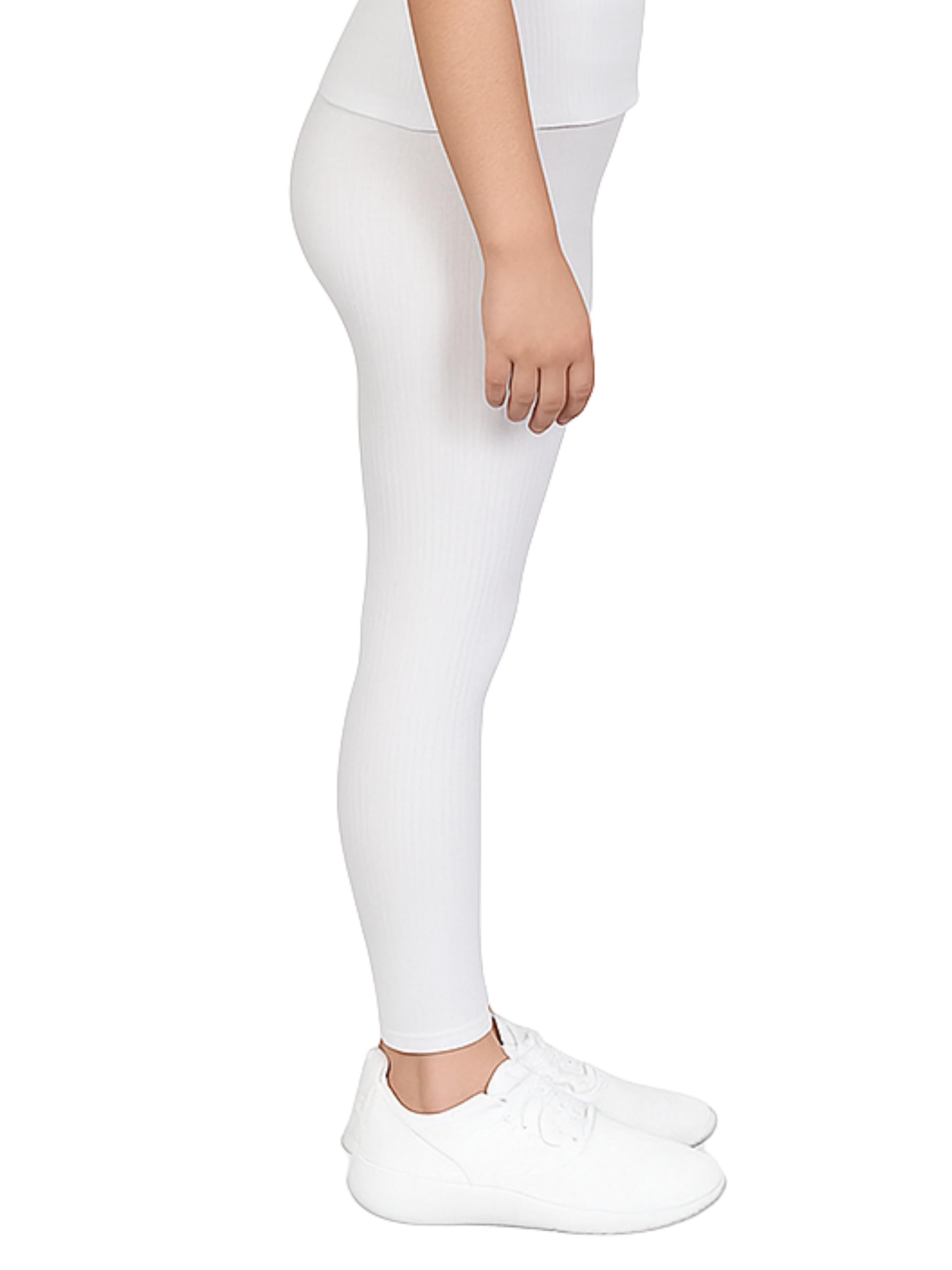 DChica Essentials Thermal Wear Leggings for Girls, Winter Inner Wear Bottom for Girls, Regular Fit with Elasticated Waistband for Teens, Soft Cotton Blend (Size XS to L) Color- White 3