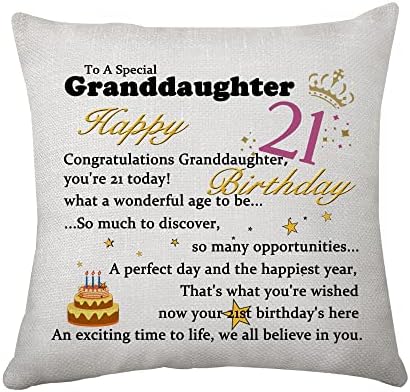 Granddaughter 18th Birthday Gifts Cushion Cover Pillow Cover from Grandma Inspirational 18th Birthday Throw Pillow Cover for Granddaughter Turning 18th Adult Present (GD18th)