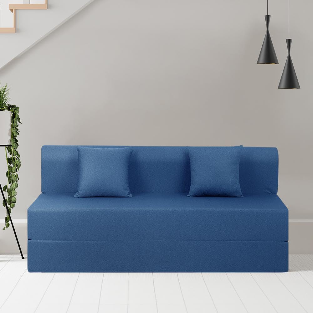 Wakefit Sofa Cum Bed | 1 Year Warranty | Sofa 3 Seater, Sofa Bed 6 X 5 Feet, Folding Sofa Bed, Sofa CumBeds for Living Room with 2 Cushions - Flipper (Fabric, Warpknit Blue) (B0CZP7MGB7) Amazon Price History, Amazon Price Tracker