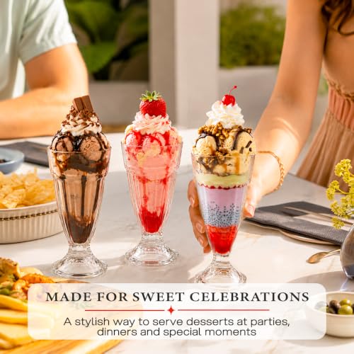 Image of CELLO Falooda Glass Set of 2 Pcs 300ml, Transparent | Freezer & Fridge Safe, Leadfree Dishwasher Safe Toughened Crystal Clear Glasses Set for Drinking Juice Milkshake Cocktail Mocktail Coldrinks Soda