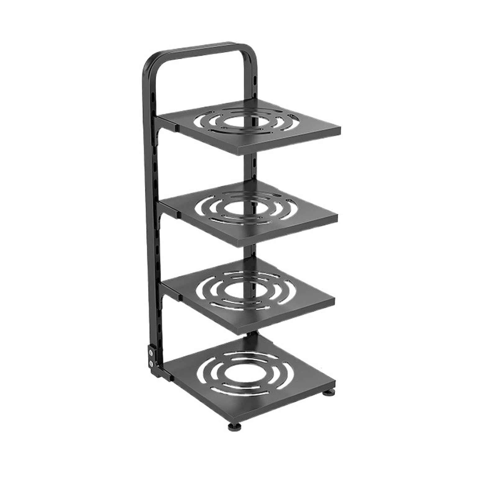 YXINAER Pots and Pans Organizer Pot Rack Storage Special Multi-layer Adjustable Cabinet Pantry(4 LAYERS BLACK)