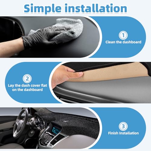 Image of Dash Cover Mat Compatible with Chevrolet Chevy Cruze 2011-2015 Non-Slip Dashboard Cover Mat Sunshade UV Rays Protector Interior Accessories(for with Front Dash Storage)