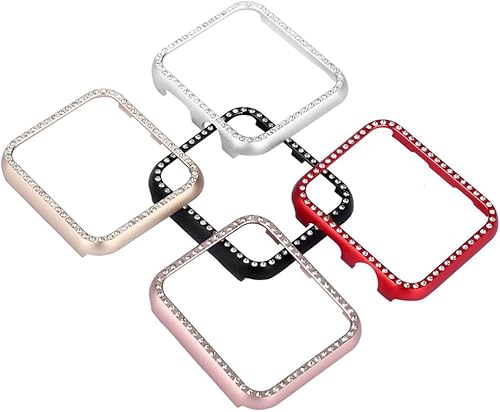 Aleación de aluminio brillante Rhinestone Smartwatch Funda protectora parachoques para serie Sport Edition Plata