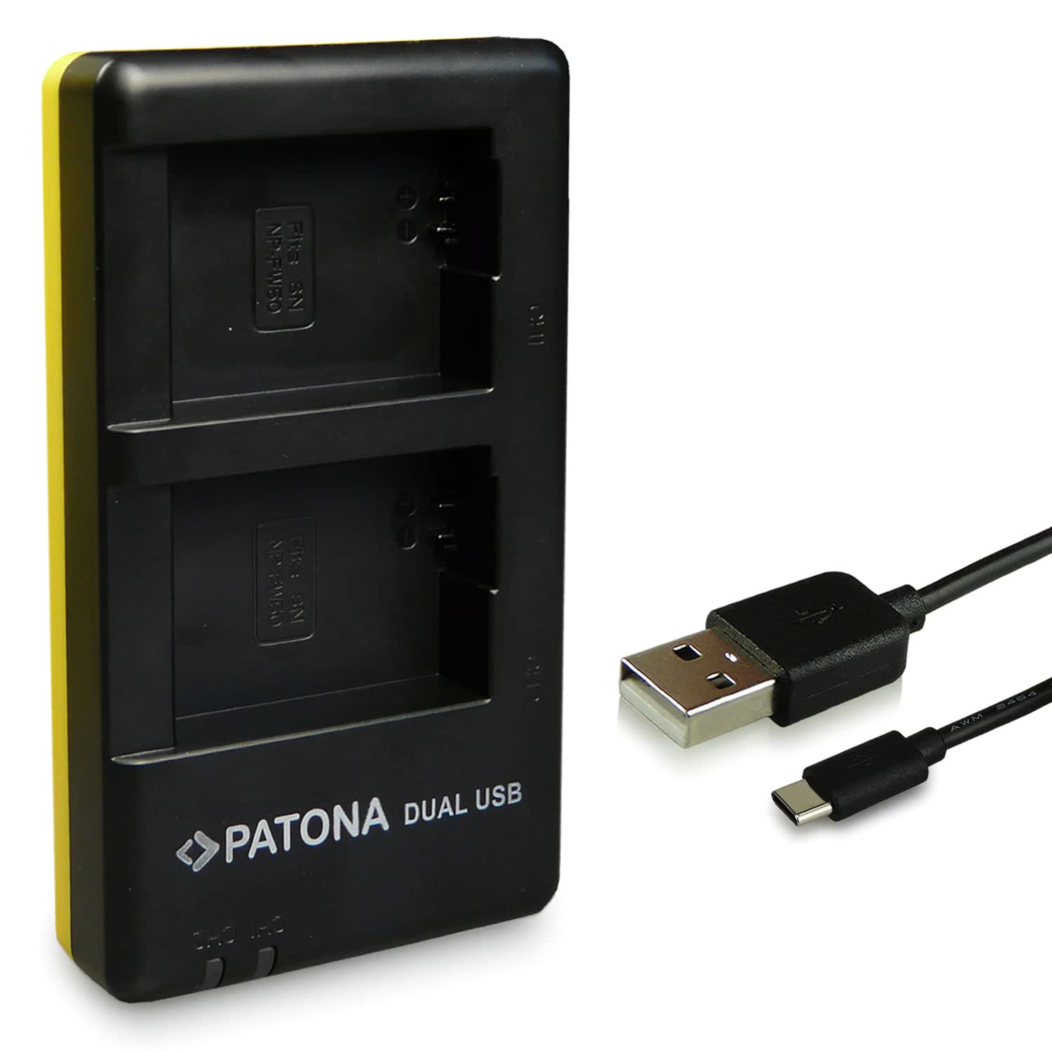 PATONA Accu 2X NP-FW50 (echte 950mAh) met USB dual oplader 1964 compatibel met Sony ZV-E10 I ILCE Alpha 5100 6000 6100 6300 6500 / A55 A33 A35 A37 / 7 7II 7S