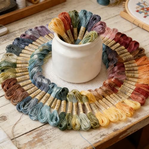 Image of 100 Colors Friendship Bracelet String, 100% Mercerized Cotton Floss 6-Strand, 8.75 Yards /Skein, for DIY Sewing, Cross Stitch & Crafts