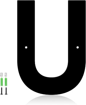 Stainless Steel Floating House Numbers, 2.5 Inch Modern Metal Address Letters and Mailbox Numbers, House Address Plaques for Home, Apartment, Garages, Storefronts, Doors, Gardens Black, U