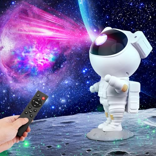 hangyiwei Proyector Estrellas, LED Astronauta Proyector Galaxy, Luz Nocturna Infantil con Nebulosa, de Luz Aurora con Control Remoto, Decoración de Fiestas Para Niños y Adultos