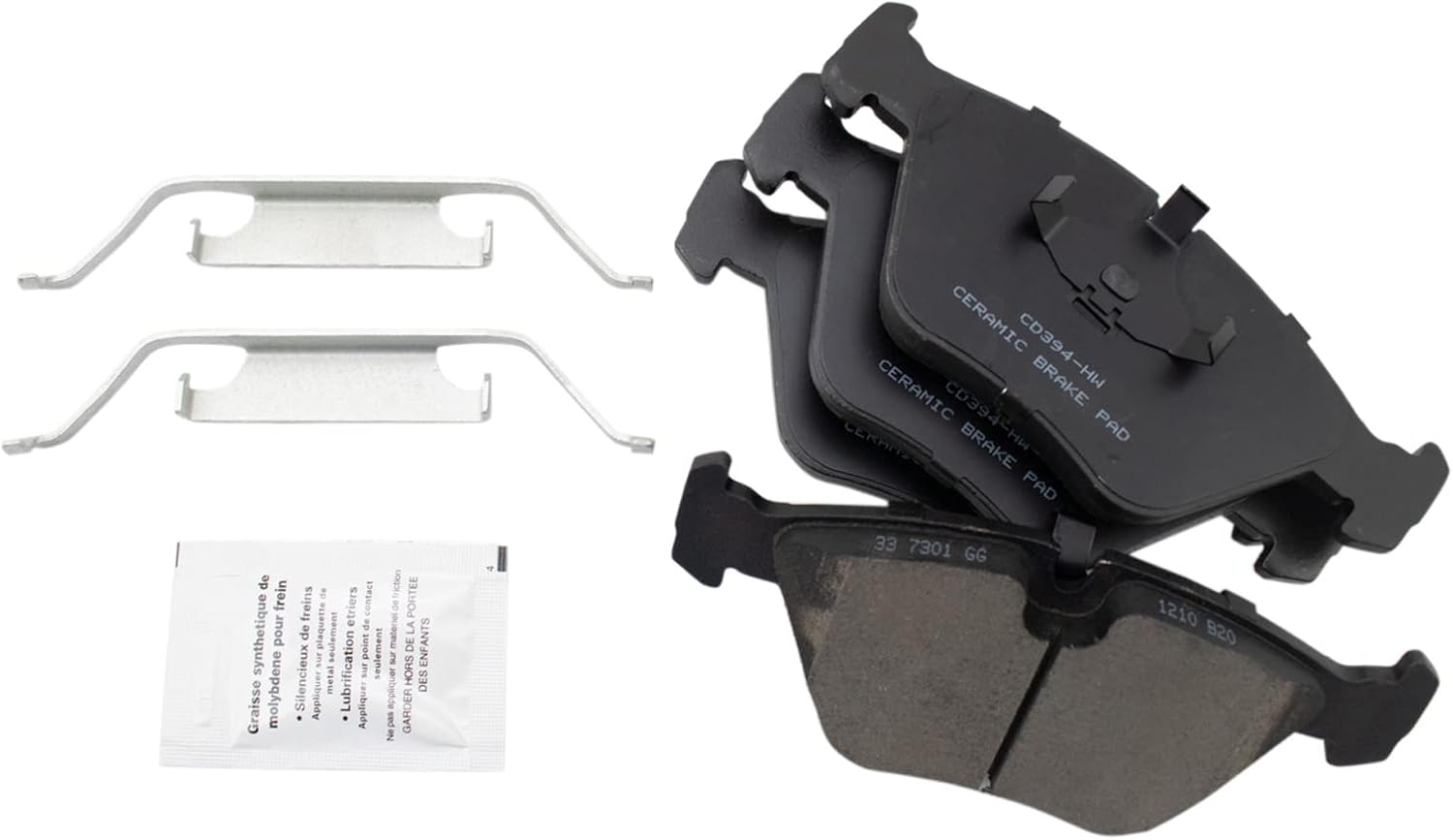 TRQ Front and Rear Brake Pad Set Ceramic Hardware Compatible with 2001-2004 BMW M3
