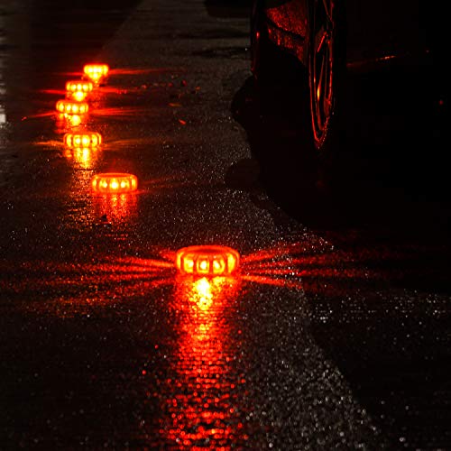 Linkitom 12 Pack LED Road Flare, Emergency Roadside Safety Beacon Disc Warning Flare Light Kit with Magnetic Base for Vehicles & Boat