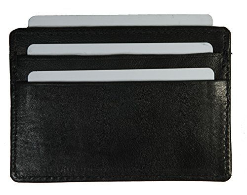 Slim Genuine Leather Slim Unisex Wallet for Men or Women Thin ID Card Holder Black2