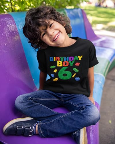 Luke & Lulu - 6th Birthday Shirt Boy Level 6 Unlocked, Turning Six, and Blocks Designs Boys' Tops, Tees & Shirts3