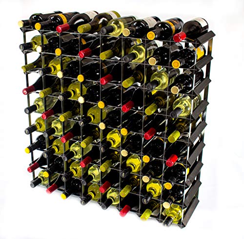 Cranville wine racks Classic 72u00a0Botella Madera teñida de Negro y el Vino de Metal galvanizado Rack Montado