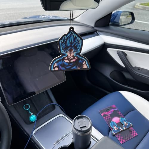 Image of PumpCar car air freshener 2-piece double-sided Goku SSJ hanging vanilla-scented anime dragon for rearview mirror Car Interior Accessories Household Gifts Anime Manga Fans Saiyan Truck SUV Home Office