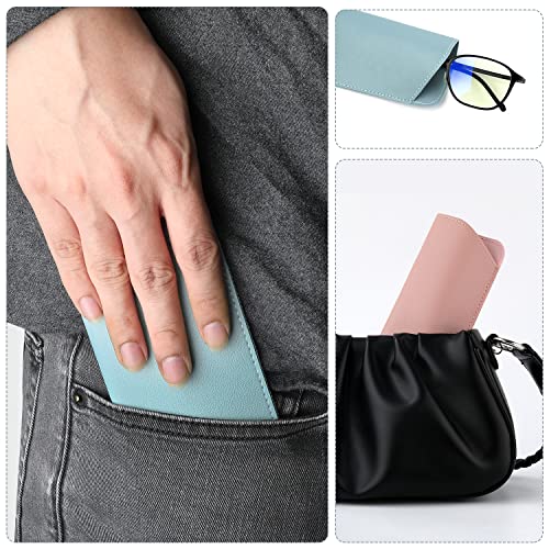 Image of SAVITA Soft Leather Glasses Cases, 4 Pcs Slim Reading Eyeglasses Case Glasses Case Sunglasses Pouch Safety for Women Men,