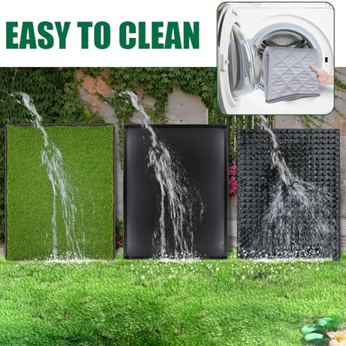 Image of Reusable Pet Grass Potty w / 2-Pack Replaceable Artificial Grass Quick Absorbent Indoor Portable Pet Training Patio Potty Washable Pee Pad Box Toliet (Large-20X30In)