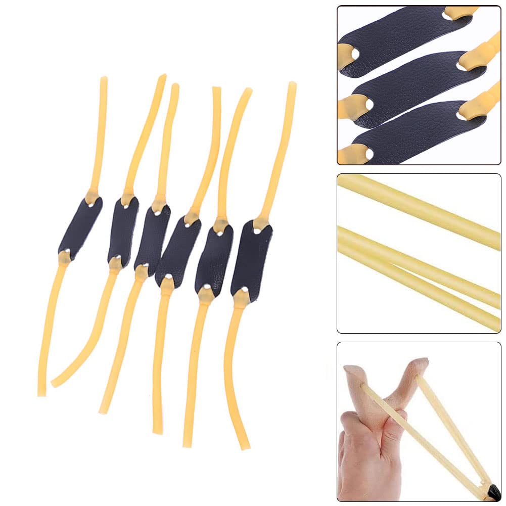 Ceeyoll Set Di 4 Elastici Per Fionda In Lattice Naturale, Doppia Texture (liscio/ruvido), 26 Cm, Per Caccia E Tiro Ricreativo, Gialli - 3