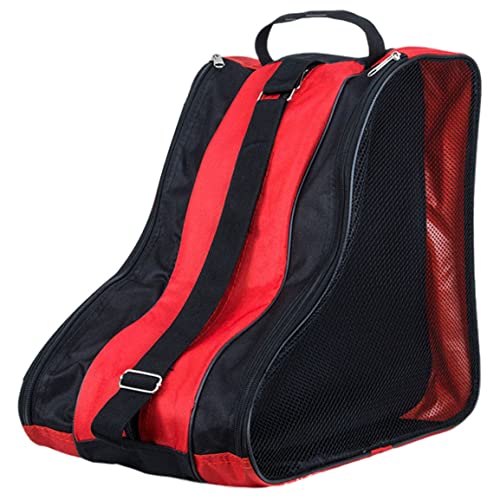 Jorzer Roller Skate Bag Thickened Oxford Shoulder Bag Backpack Roller Skating Storage Bag for Roller Skates Ice Skates Adults Kids Red.
