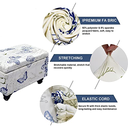 Image of FUANGUI Ottoman Cover Stretch Storage Ottoman Bench Slipcover Printed Folding Storage Bench Ottoman Cover Footrest Stool Slipcover Footstool Protector Cover with Elastic Bottom, Large