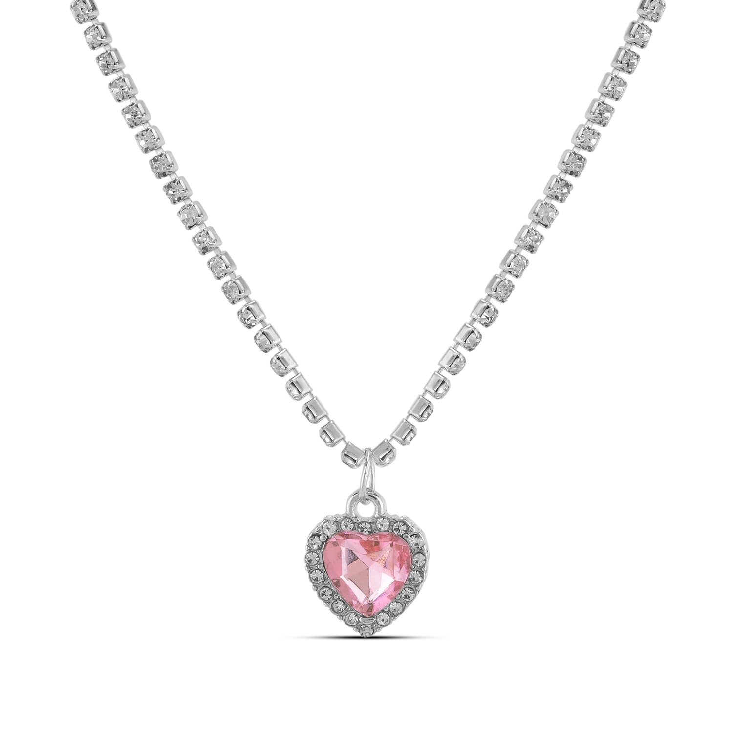 See full amazon price history chart for ZAISHA Pink Heart Diamond Necklace for women Shimmering Statement Piece contemporary necklace for Girls ZAISHA Pink Heart Diamond Necklace for women Shimmering Statement Piece contemporary necklace for Girls (B0D6KT486W) Amazon Price History, Amazon Price Tracker