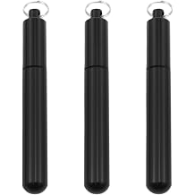 3 Pack Portable Toothpick Holder, Black Aluminum Case with Keychain