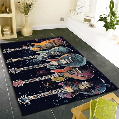 Tapete decorativo para sala con impresión de guitarra 6x8ft miniatura 3