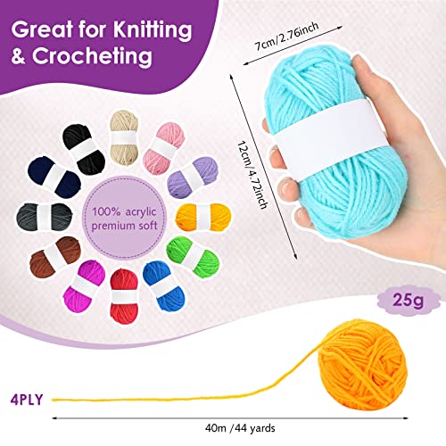 Willbond WILLBOND-YARN-ZX602 200 Rolls 25G Assorted Colors Acrylic Yarn Skeins Bulk 8749 Yards Multicolor Crochet Craft Yarn Skeins Acrylic Yarn Crochet thumb #1