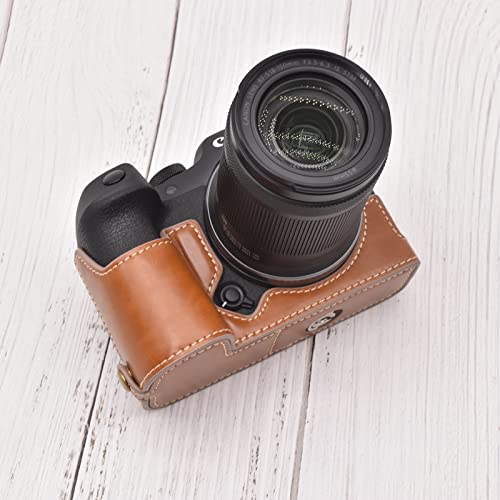 Funda Rieibi para Canon EOS R7 en cuero PU marrón miniatura 2