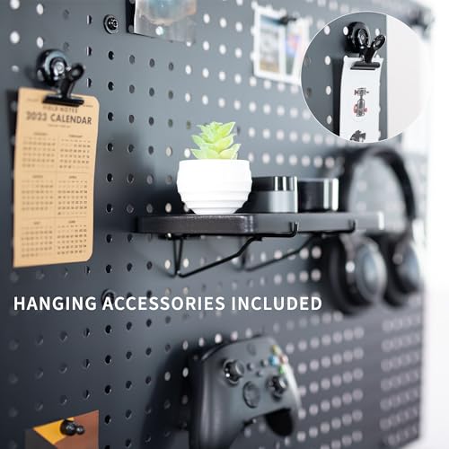 Image of VIVO Black Clamp-on 30 x 24 inch Desk Pegboard, PP-DK30B-1 | Steel Privacy Panel, Magnetic Peg Board, Office Accessory Organizer, Above or Under Desk Placement