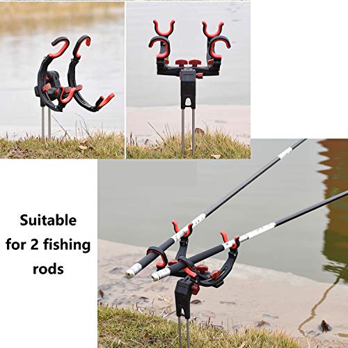 Bank Fishing Rod Holder Ground For Bank Fish Pole Holder, Hold 2 Rods/Poles, Bank Fishing Rod Rack Stand,Fish Pole Holder For Beach, For Men, Equipment,360 Degree Adjustable-1 Pack #TOP1
